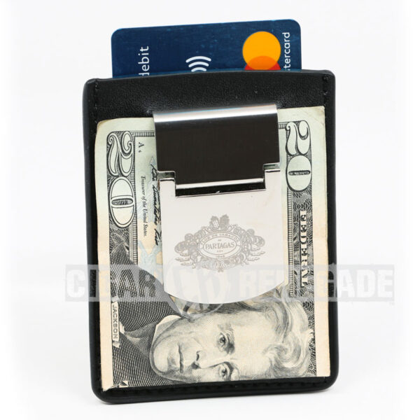 Partagas Cigar Leather Wallet Card Holder Money Cash Clip